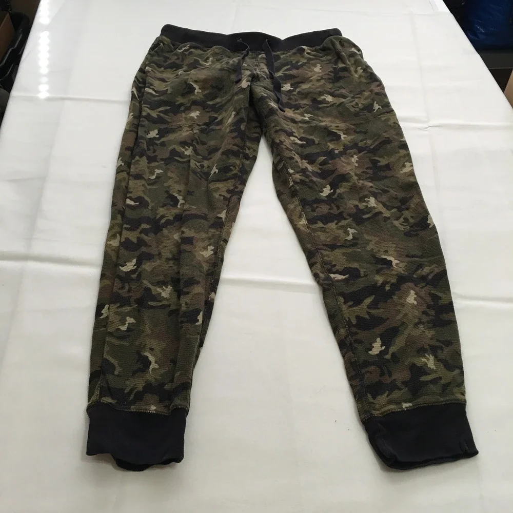 Polo Ralph Lauren Joggers Mens Medium Green Camo Waffle Knit Drawstring